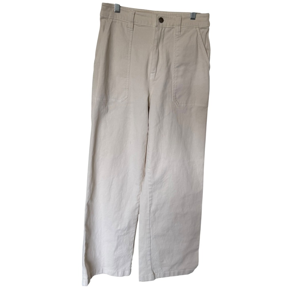 Abound Carpenter Pants Women 4 Cream Good Wide Leg High Rise Utility Denim